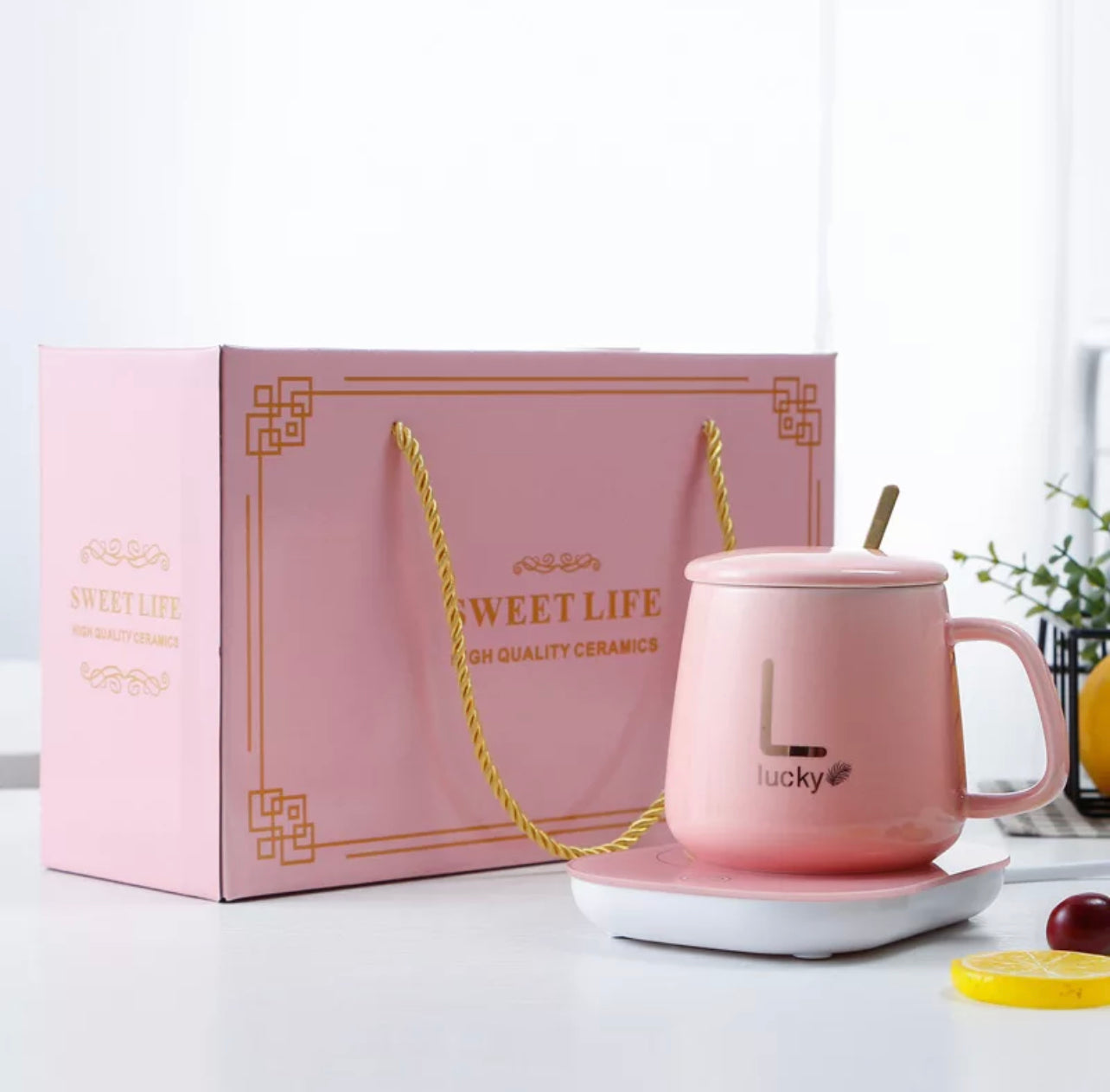 Ceramic Cup With USB Warmer Coaster