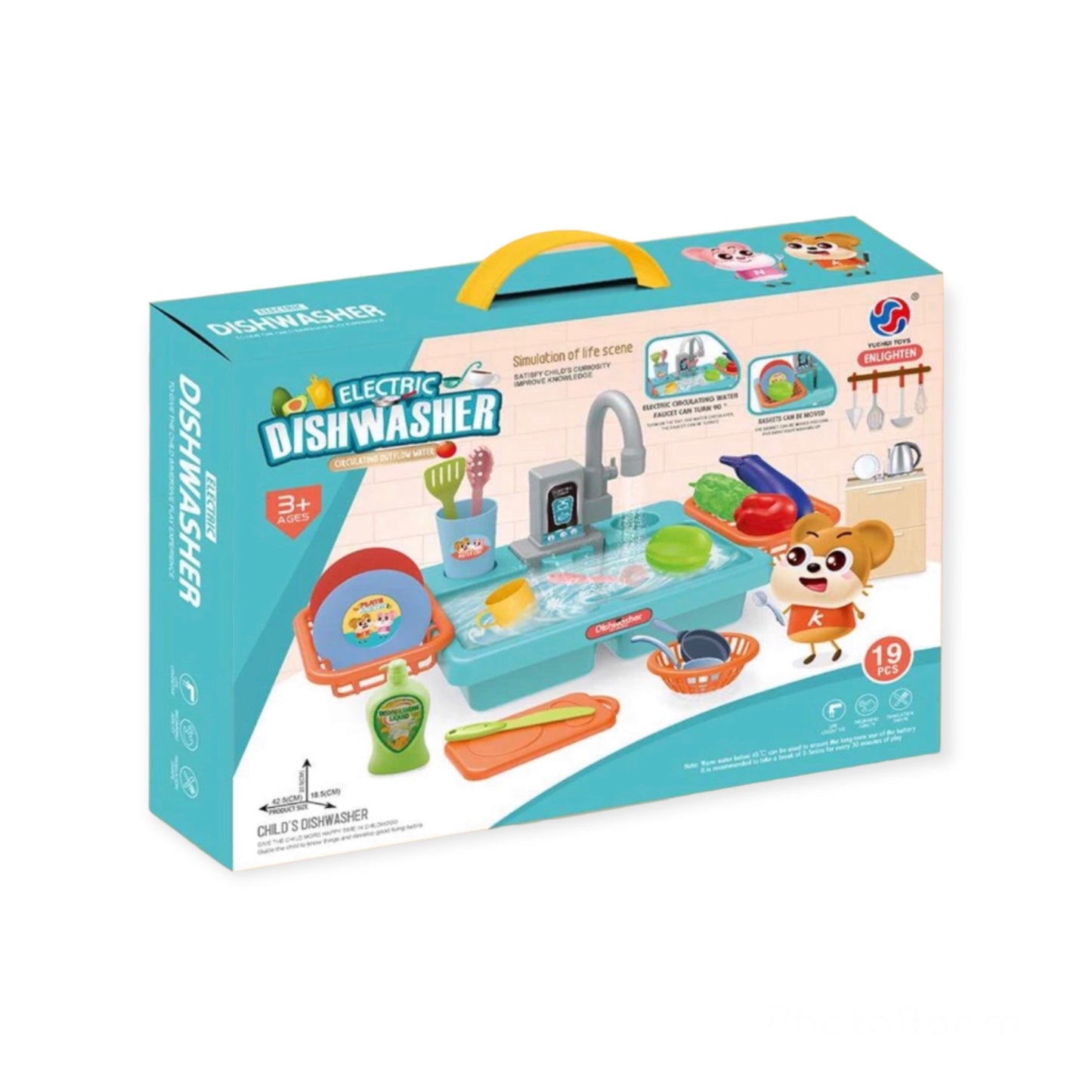 Kitchen sink toy set with running water