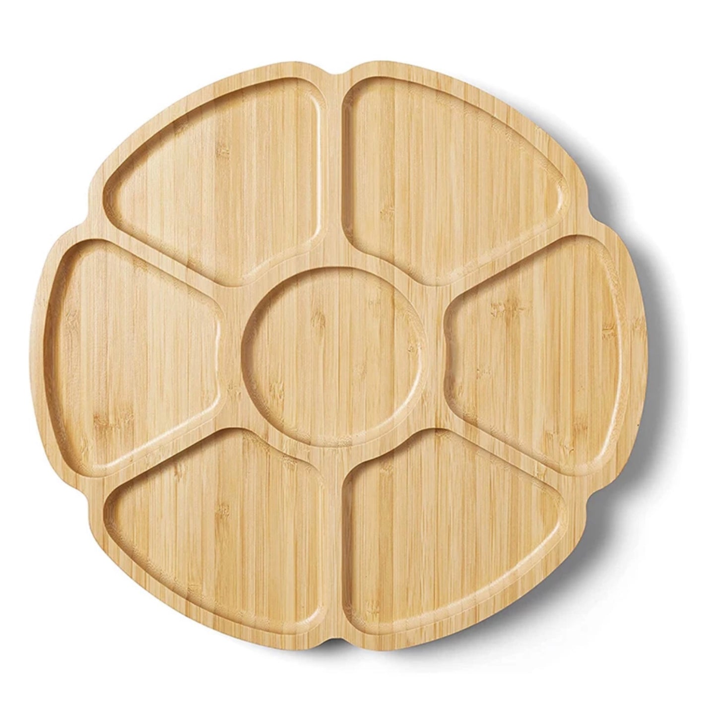 Snack serving bamboo tray with compartments