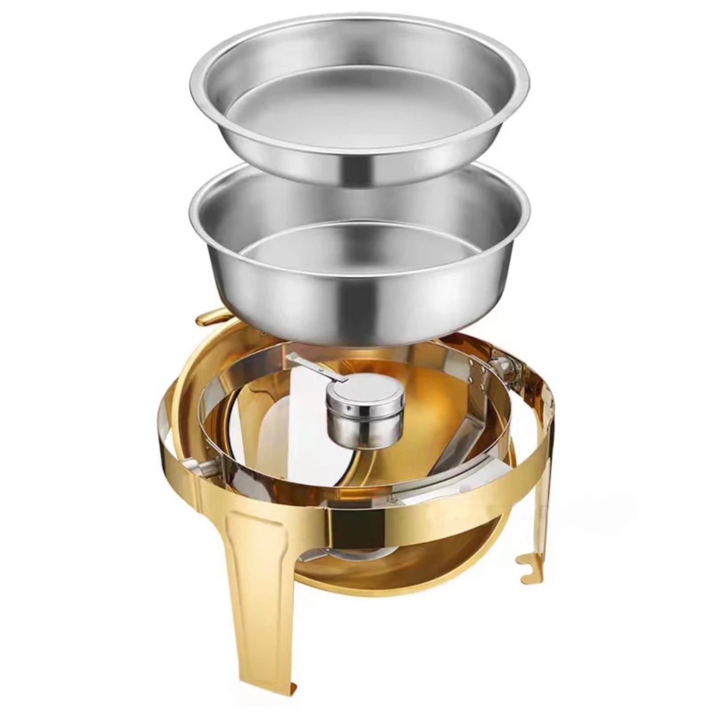Gold round chafing dish with window