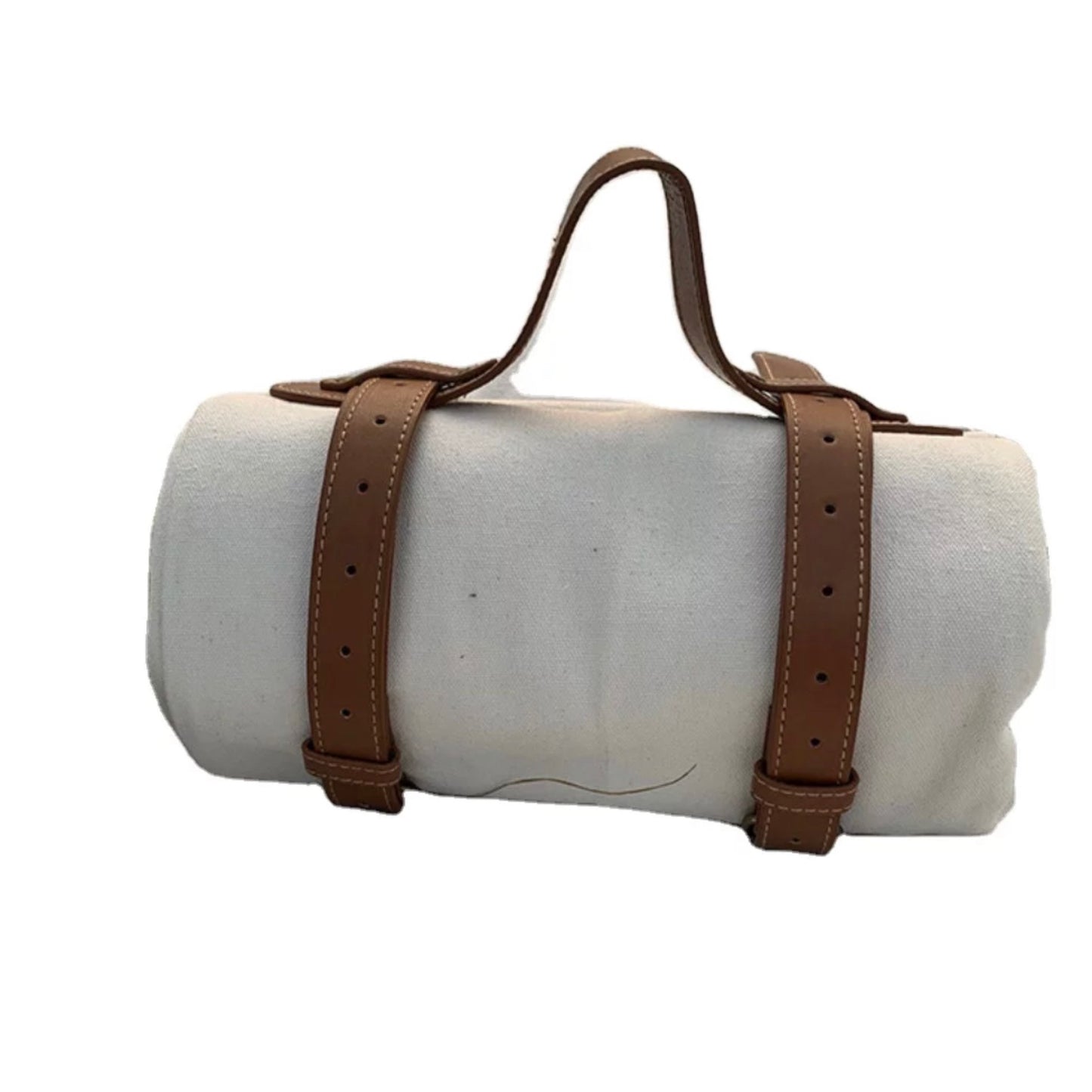 Duffle picnic mat with leather strap
