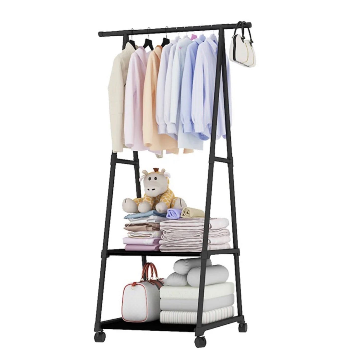Movable 2 tier storage rack