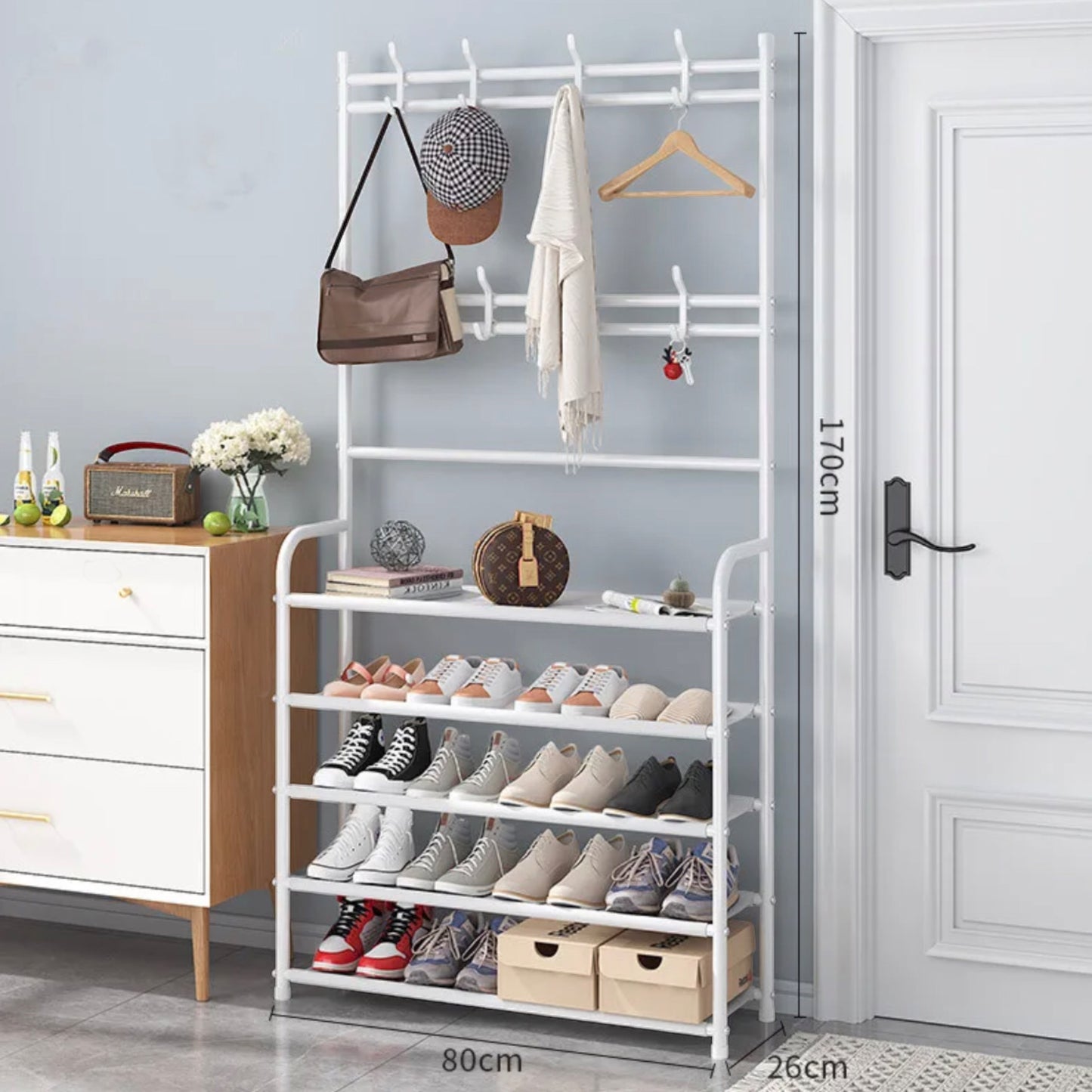 Multipurpose coat and shoe rack