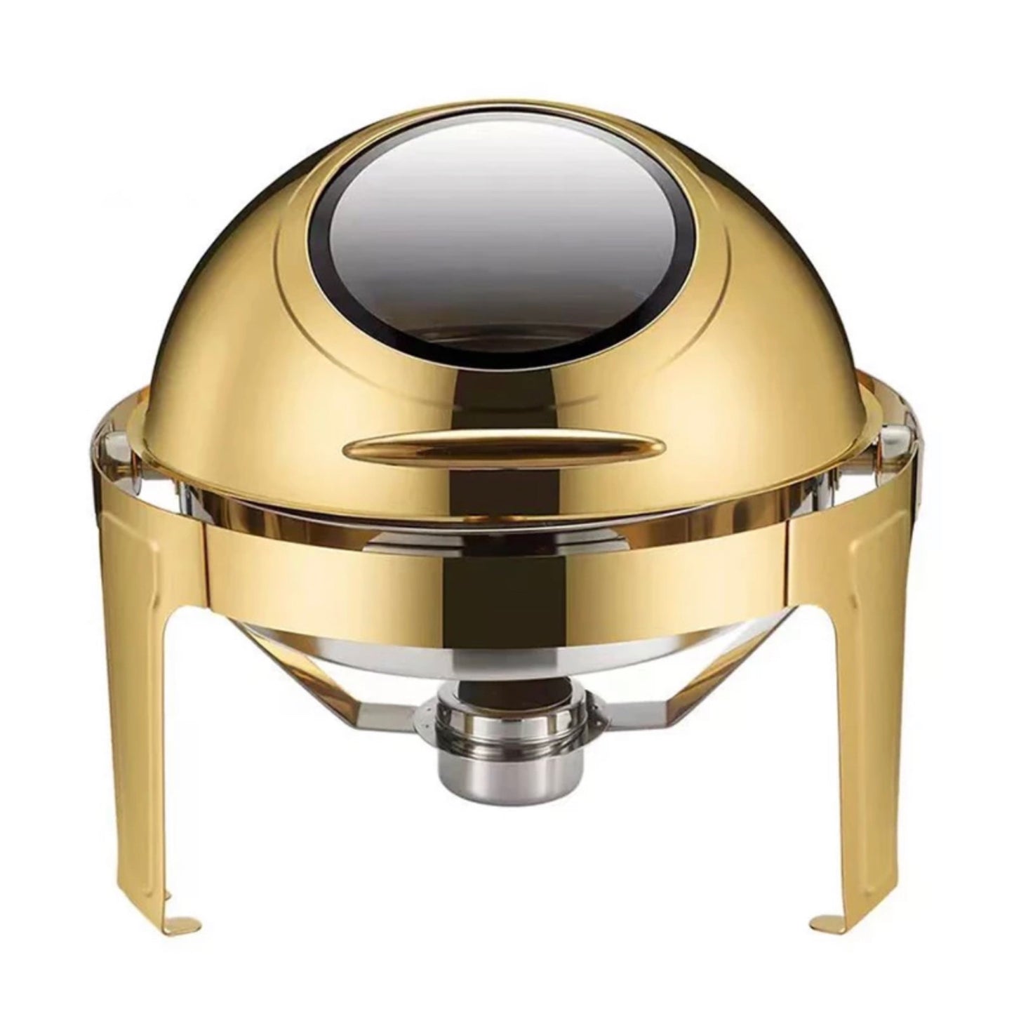 Gold round chafing dish with window