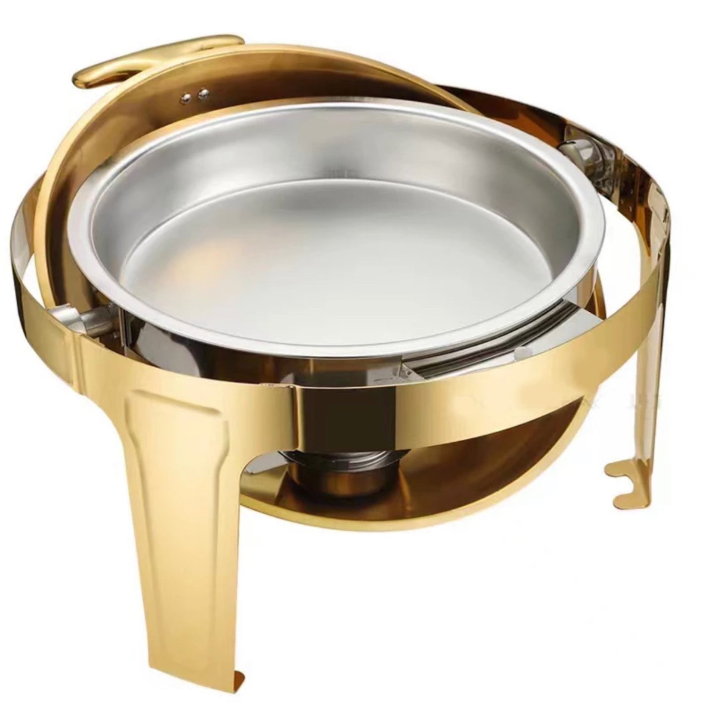 Gold round chafing dish with window