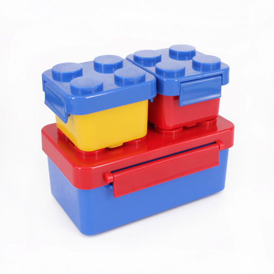 3 piece lego shaped lunch box