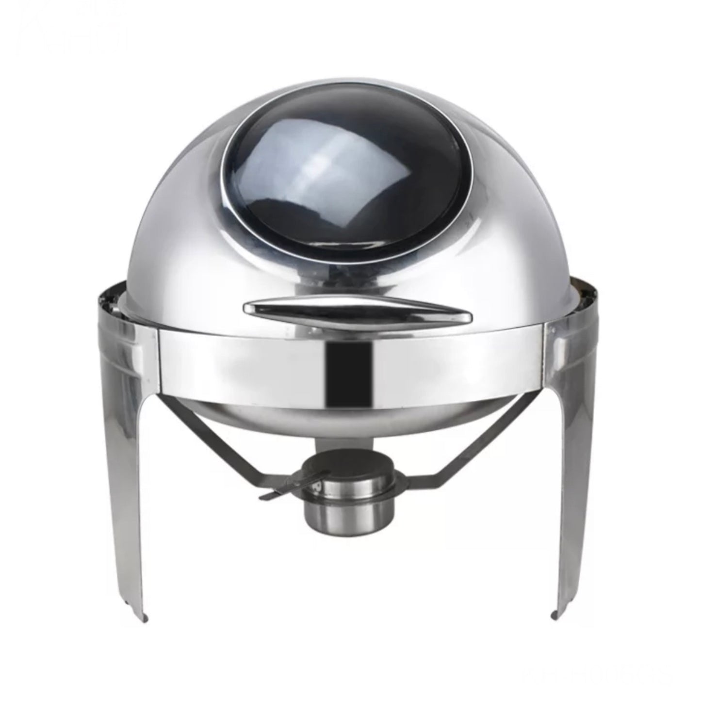 Silver round chafing dish with window