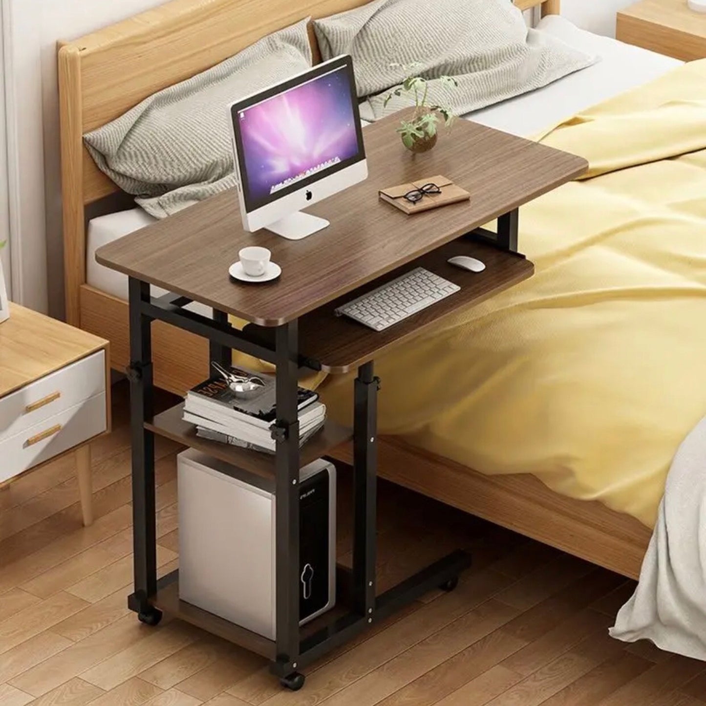 Multifunctional adjustable table with wheels