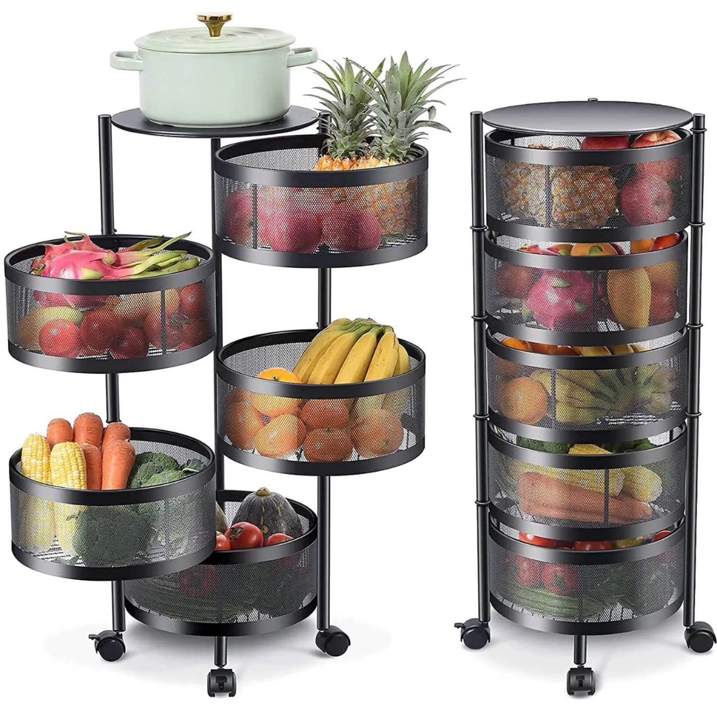 4 or 5-Tier Multi-Layer Round Rotating Storage Shelf Rack - Space-Saving Organizer