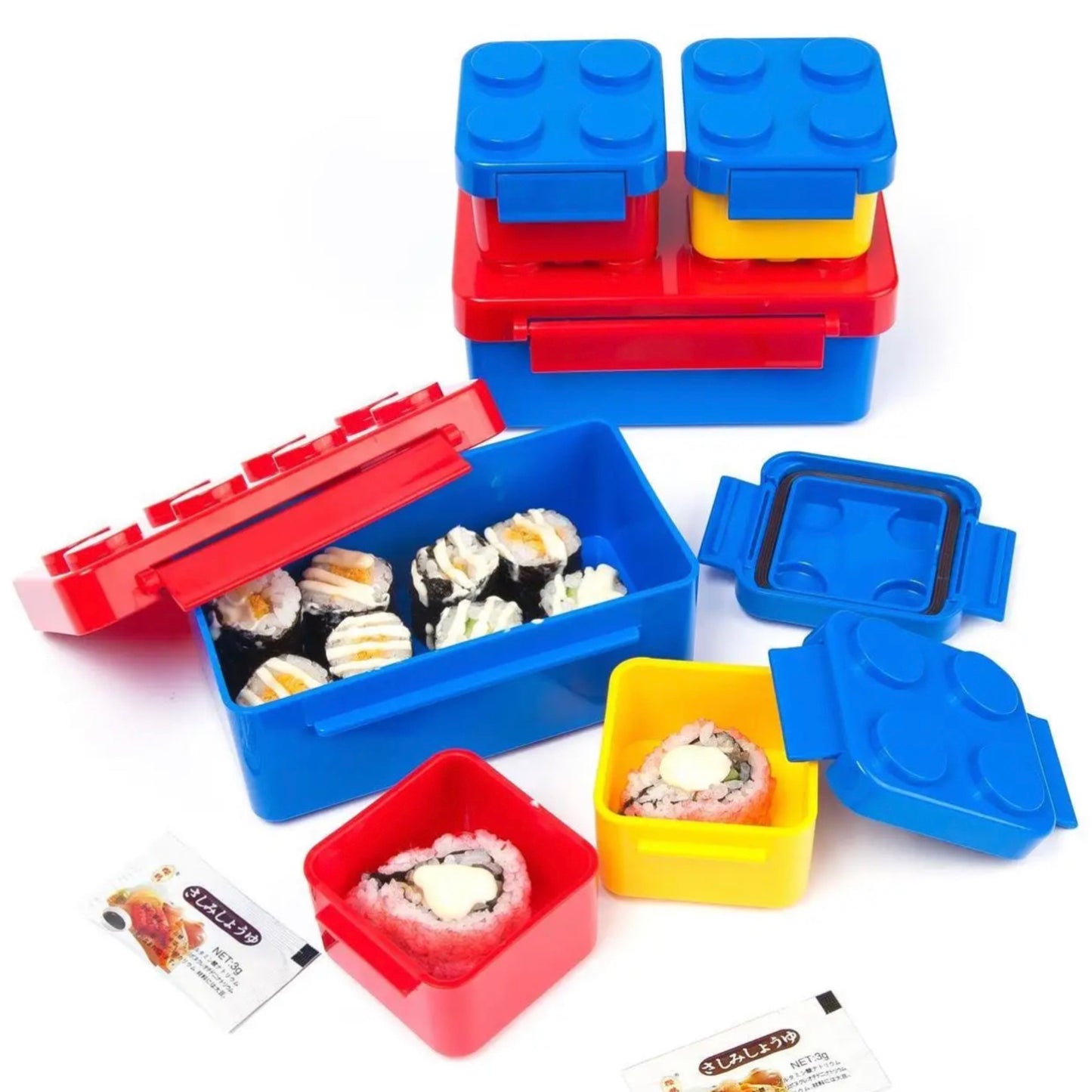 3 piece lego shaped lunch box