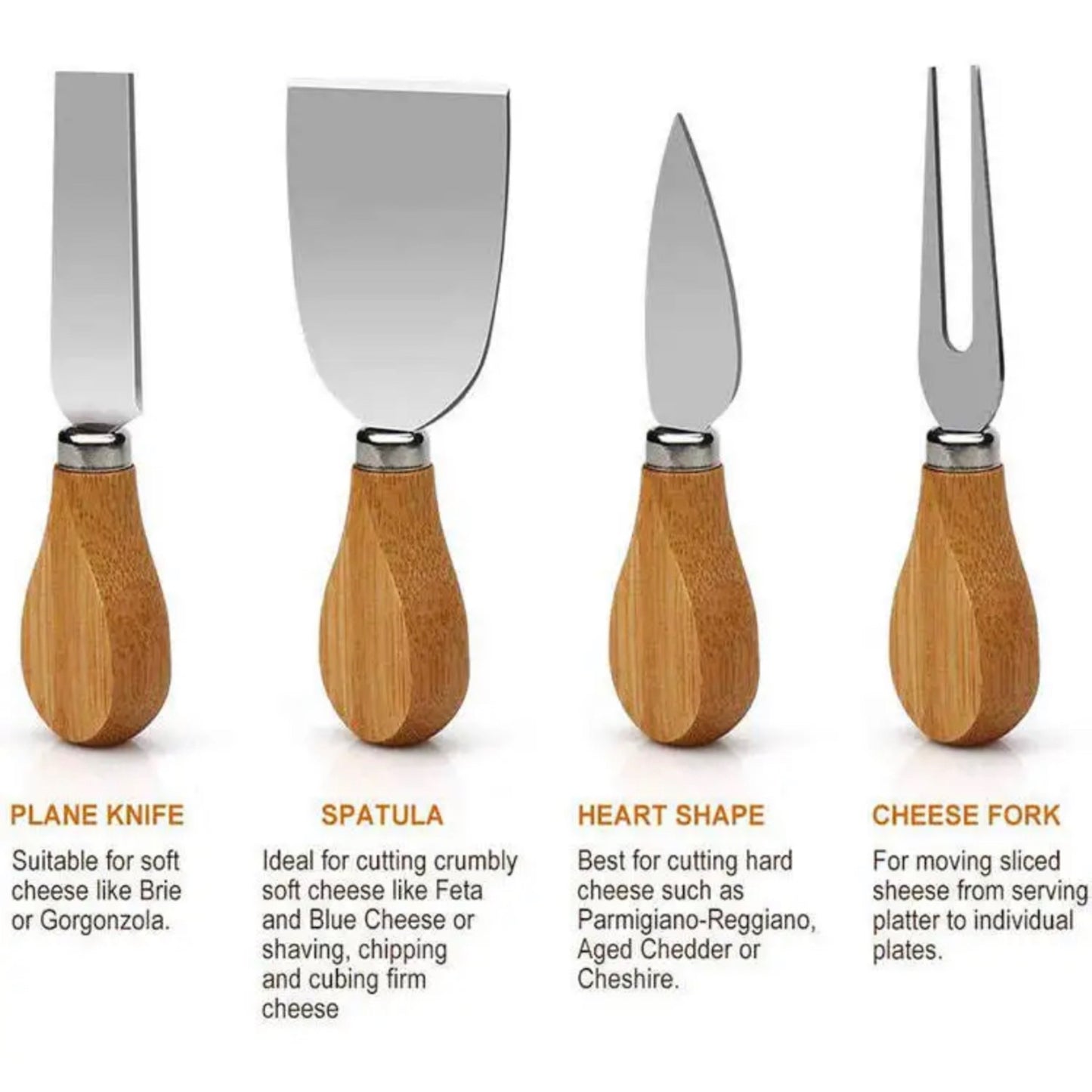 6 piece round bamboo charcuterie cheese serving board