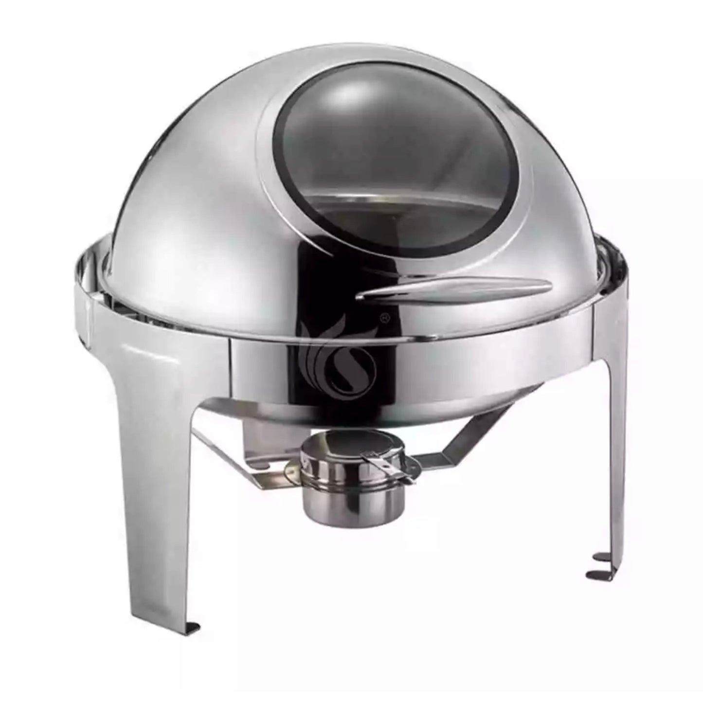 Silver round chafing dish with window