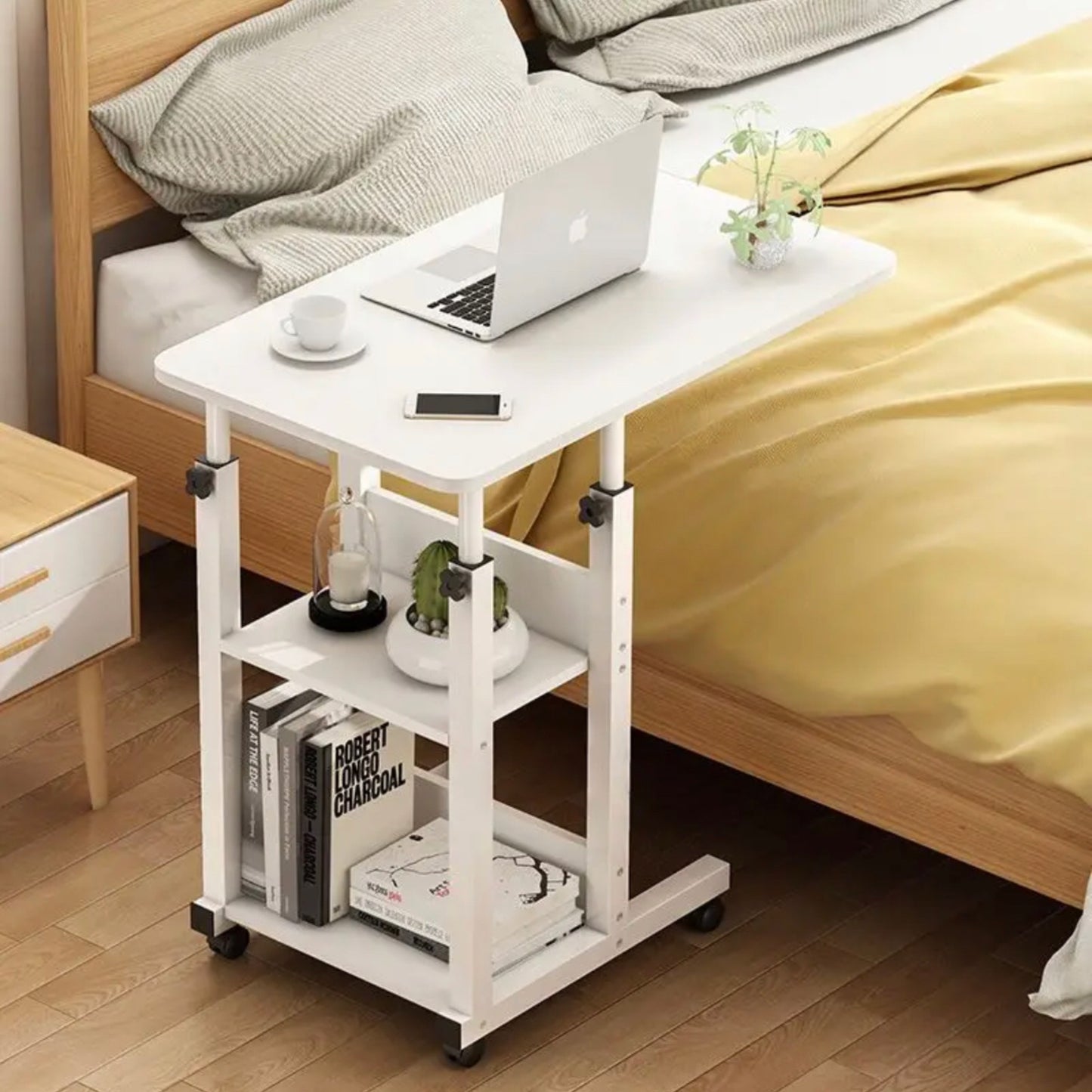 Multifunctional adjustable table with wheels
