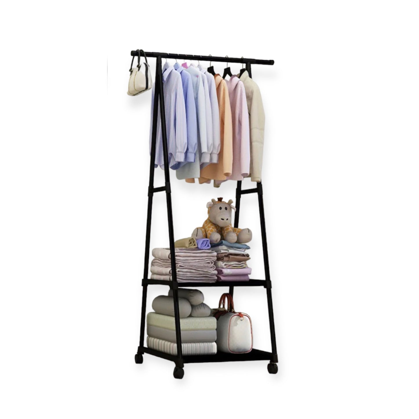 Movable 2 tier storage rack