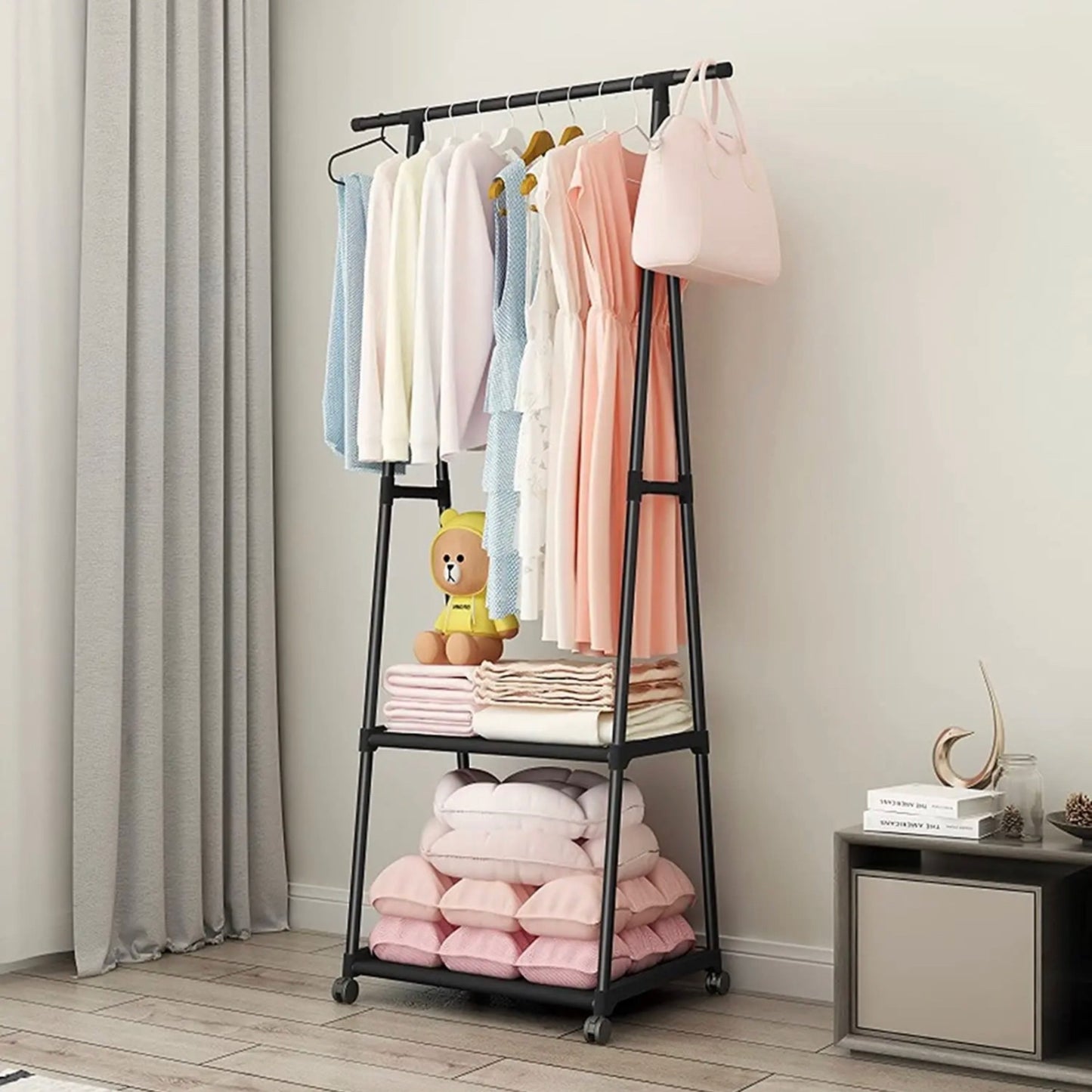 Movable 2 tier storage rack